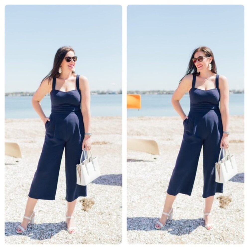 Gal Meets Glam Jumpsuit Nicole Navy Blue Size 8